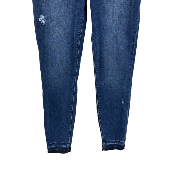 SPANX Skinny Distressed Jeans Pull On Raw Hem Blue - Picture 6 of 8